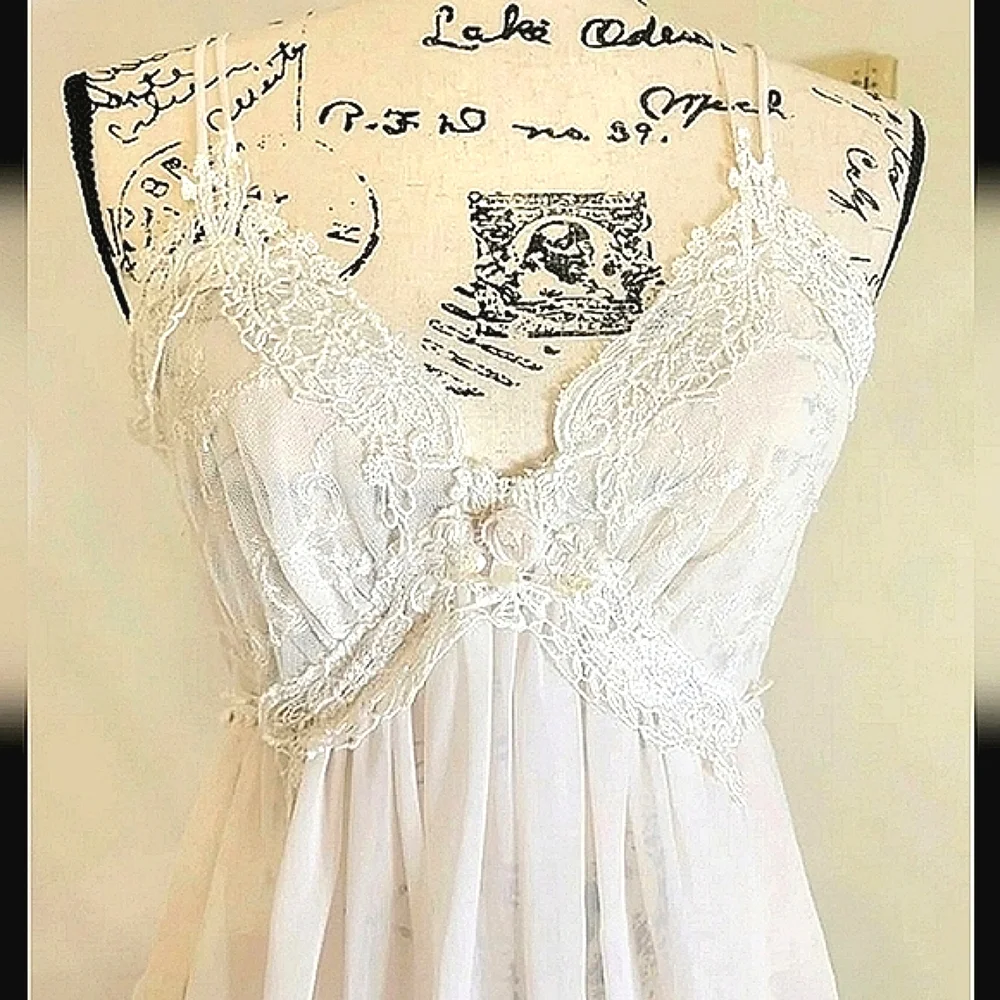 Vintage Wisteria Diane Samandi Ivory Slip Babydoll Bridal Lingerie Medium Rare